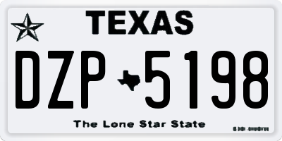 TX license plate DZP5198