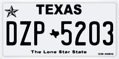 TX license plate DZP5203