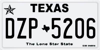 TX license plate DZP5206