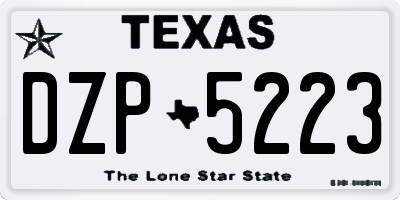 TX license plate DZP5223