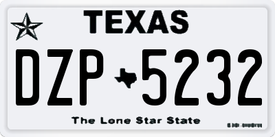 TX license plate DZP5232