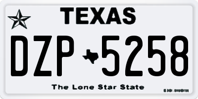TX license plate DZP5258