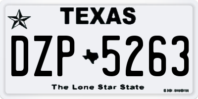 TX license plate DZP5263
