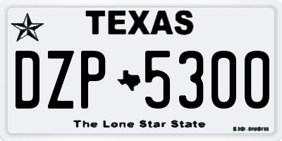 TX license plate DZP5300