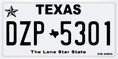 TX license plate DZP5301