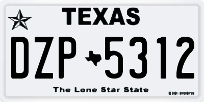 TX license plate DZP5312