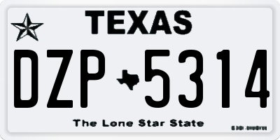 TX license plate DZP5314