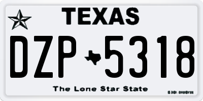 TX license plate DZP5318