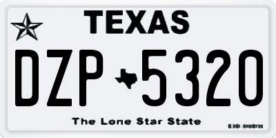 TX license plate DZP5320