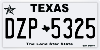TX license plate DZP5325