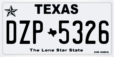TX license plate DZP5326