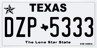 TX license plate DZP5333