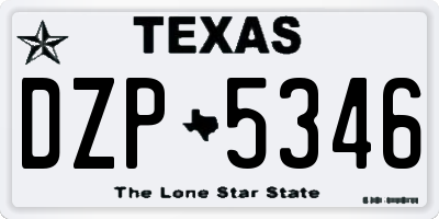 TX license plate DZP5346
