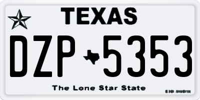 TX license plate DZP5353