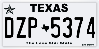 TX license plate DZP5374