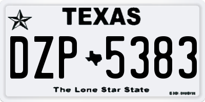 TX license plate DZP5383