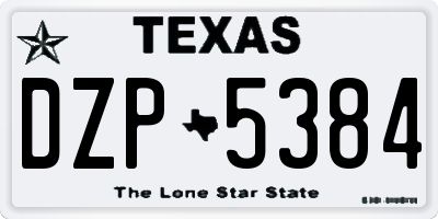 TX license plate DZP5384