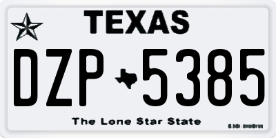 TX license plate DZP5385