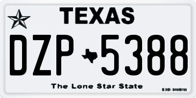 TX license plate DZP5388