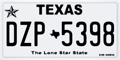 TX license plate DZP5398
