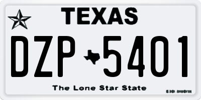TX license plate DZP5401