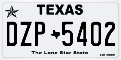 TX license plate DZP5402