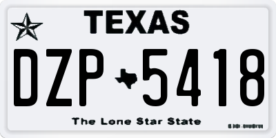 TX license plate DZP5418