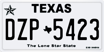 TX license plate DZP5423