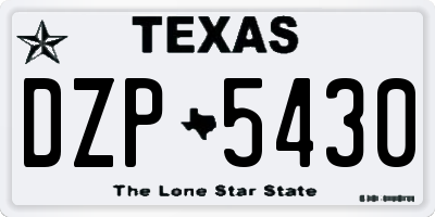 TX license plate DZP5430