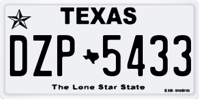 TX license plate DZP5433