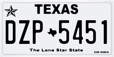TX license plate DZP5451