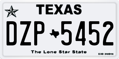 TX license plate DZP5452