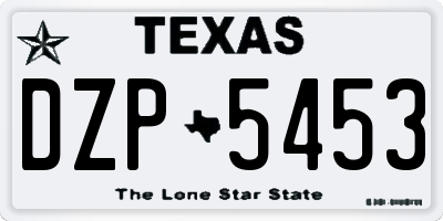TX license plate DZP5453
