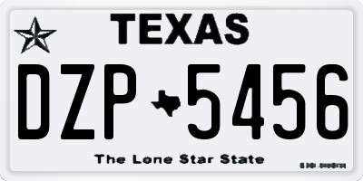 TX license plate DZP5456