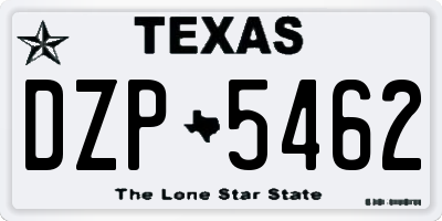 TX license plate DZP5462