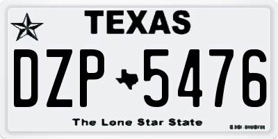 TX license plate DZP5476