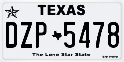 TX license plate DZP5478