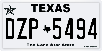 TX license plate DZP5494