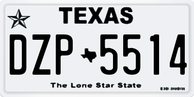 TX license plate DZP5514