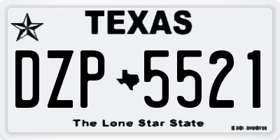 TX license plate DZP5521