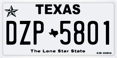 TX license plate DZP5801