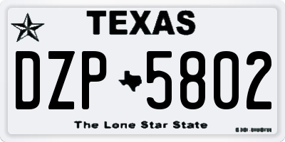 TX license plate DZP5802