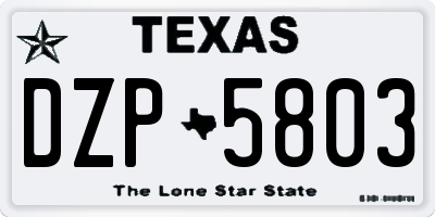 TX license plate DZP5803