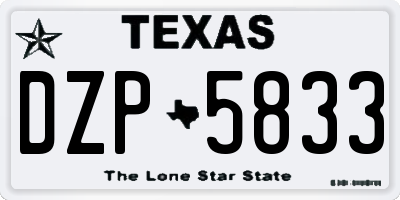 TX license plate DZP5833