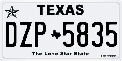 TX license plate DZP5835