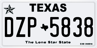 TX license plate DZP5838