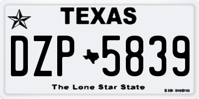 TX license plate DZP5839