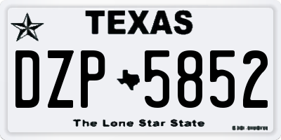 TX license plate DZP5852