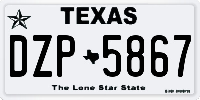 TX license plate DZP5867