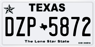 TX license plate DZP5872